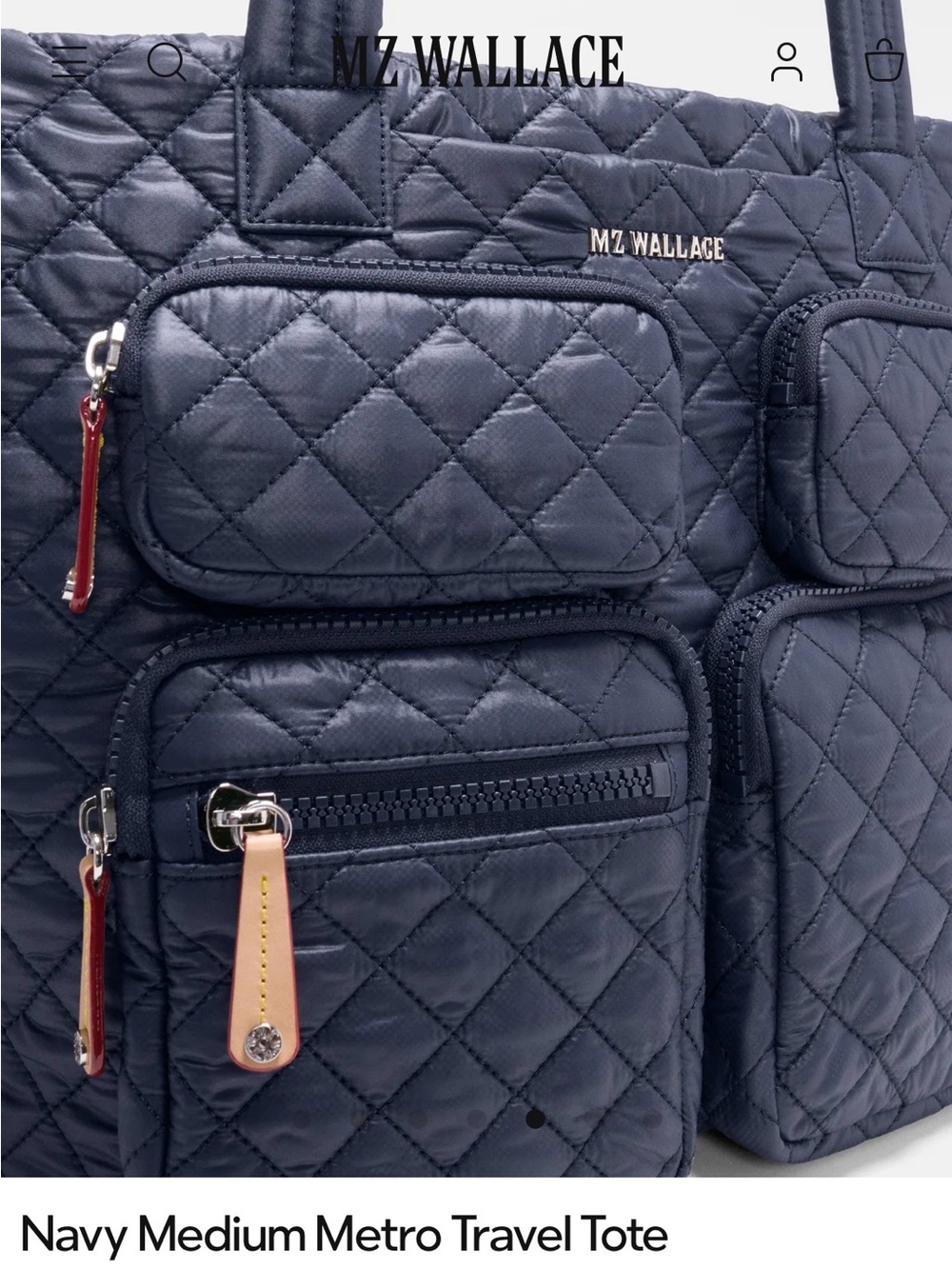 MZ Wallace Quilted Navy Metro Tote - Picture 5 of 14